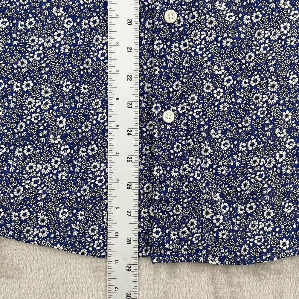 J. CREW Shirt Men Medium Blue Floral Slim Fit Flex Washed Preppy‎ Long Sleeve